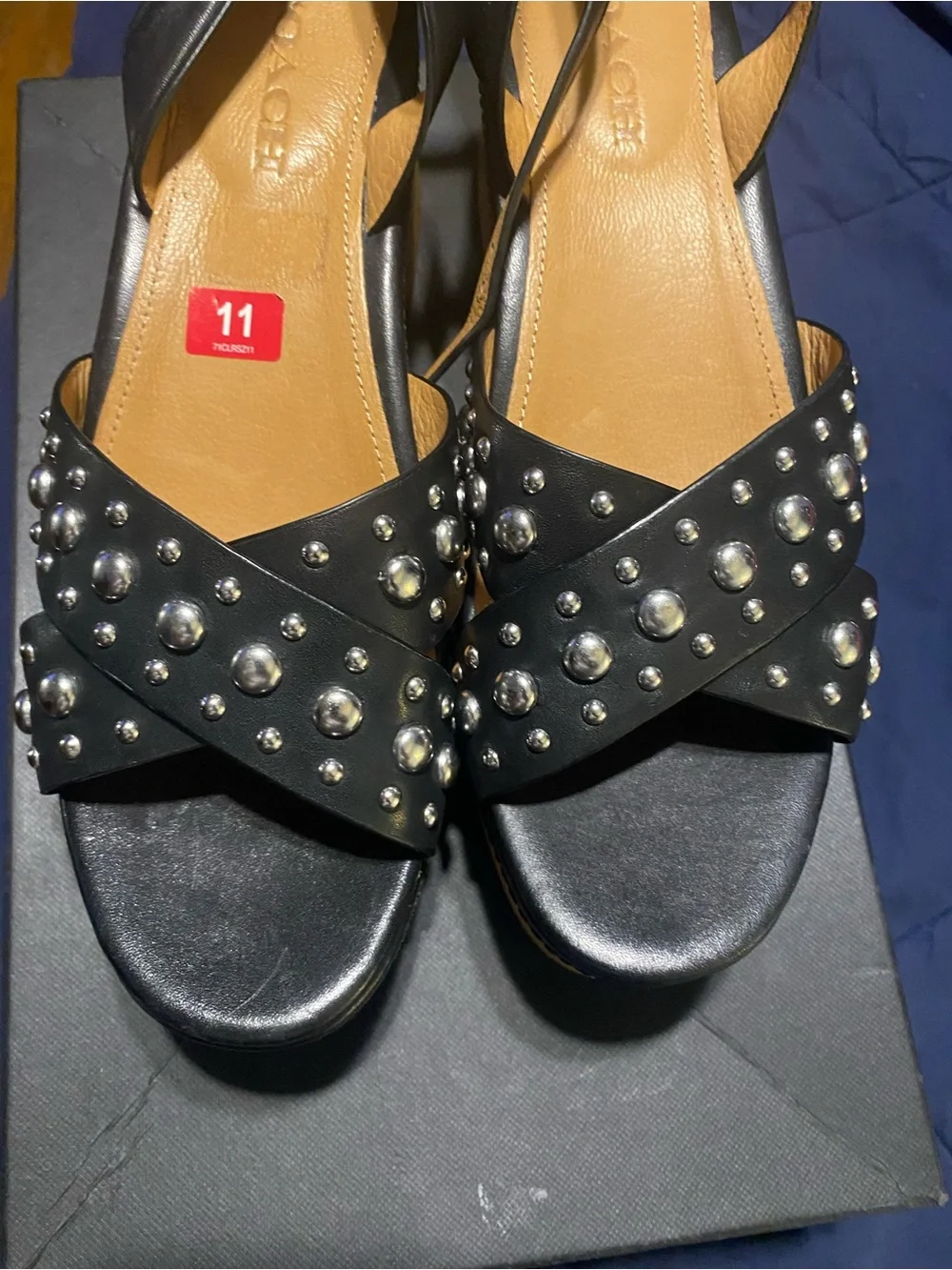 Women’s Coach Black Studded Leather Sandals